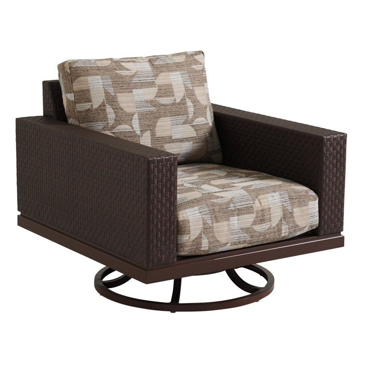 Abaco Elegant English Walnut and Woven Leather Swivel Lounge Chair