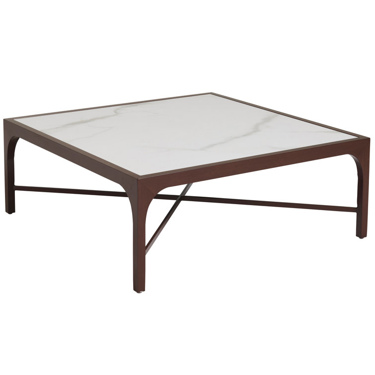Abaco 42'' English Walnut Look Square Cocktail Table with Sintered Stone Top