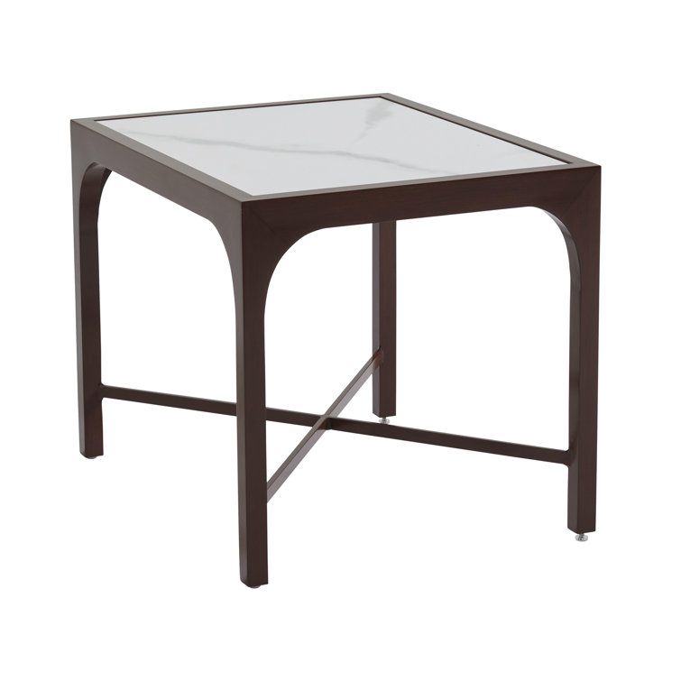 Seabrook 28" White and Brown Transitional Rectangular End Table