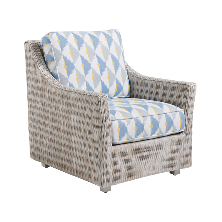 Oyster White and Taupe Herringbone Wicker Dining Chair