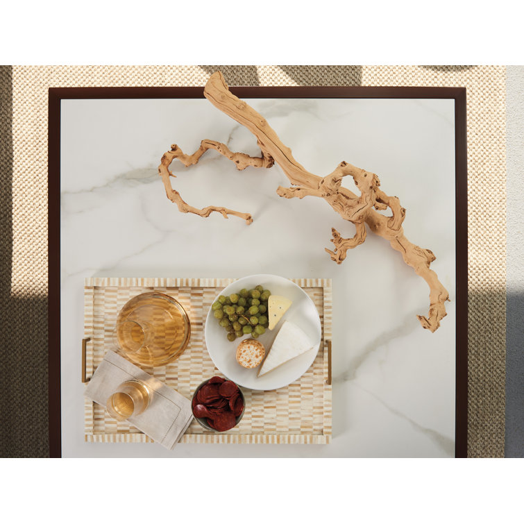 Abaco 42'' English Walnut Look Square Cocktail Table with Sintered Stone Top