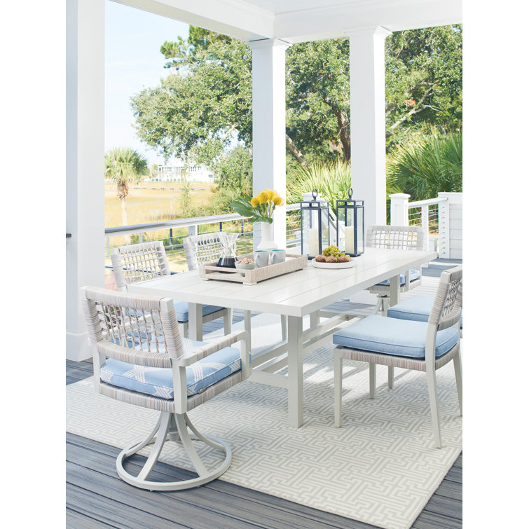 Seabrook Transitional 88" Oyster-White Aluminum Dining Table