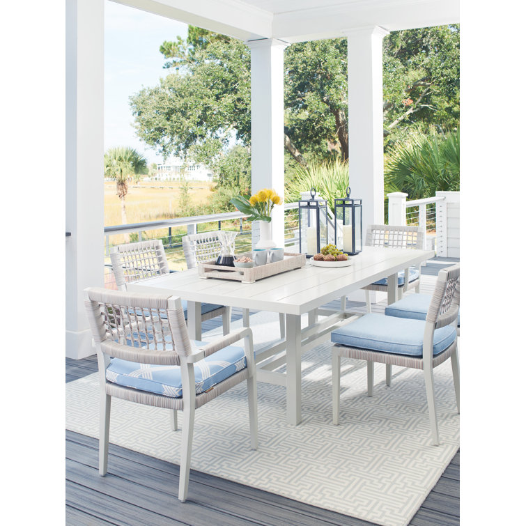Seabrook Transitional 88" Oyster-White Aluminum Dining Table