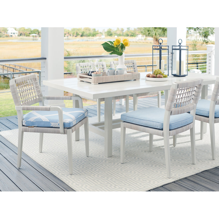 Seabrook Transitional 88" Oyster-White Aluminum Dining Table
