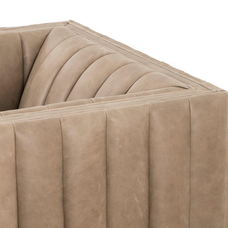 Palermo Drift Glove Leather Swivel Accent Chair in Brown