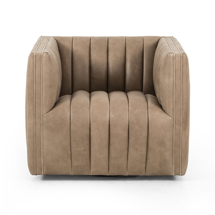 Palermo Drift Glove Leather Swivel Accent Chair in Brown