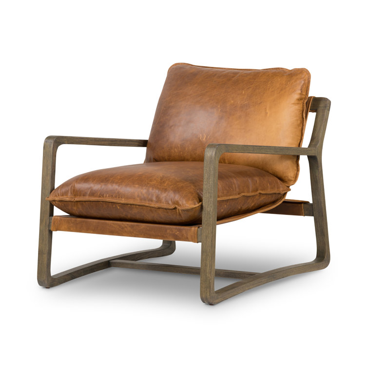 Raleigh Chestnut Leather and Wood Armchair