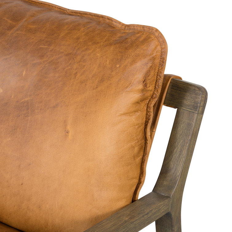Raleigh Chestnut Leather and Wood Armchair