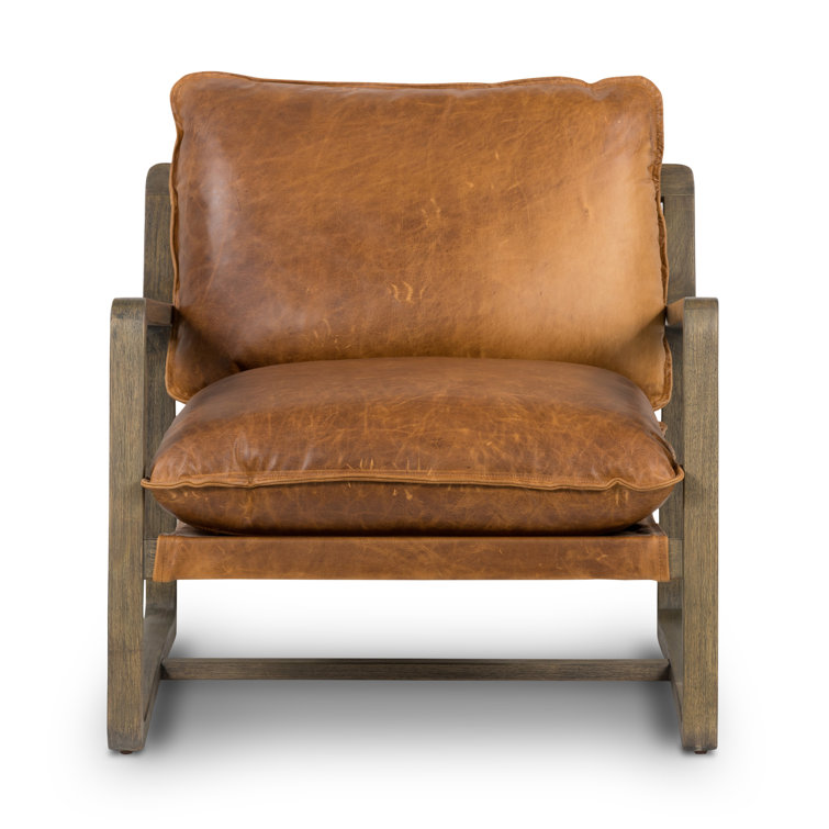 Raleigh Chestnut Leather and Wood Armchair