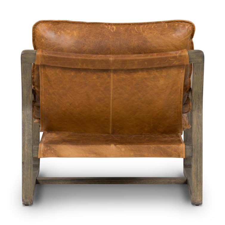 Raleigh Chestnut Leather and Wood Armchair
