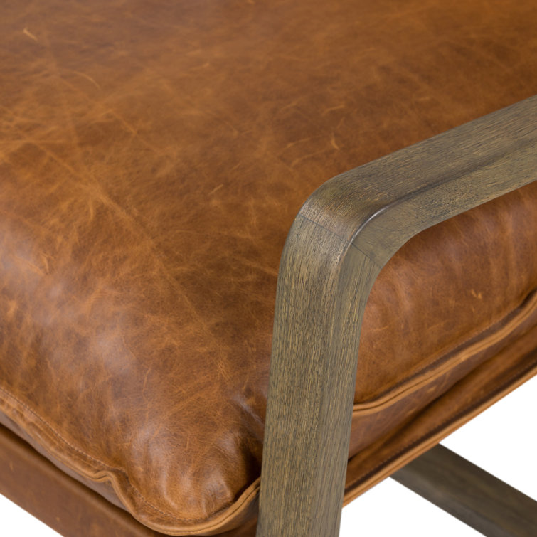 Raleigh Chestnut Leather and Wood Armchair