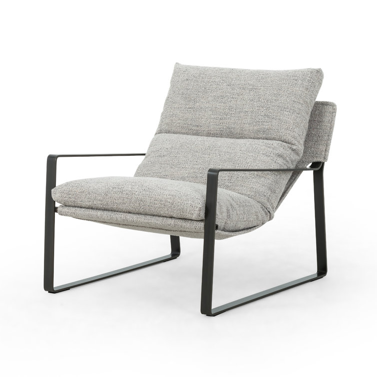 Light Grey Sling Armchair with Gunmetal Frame