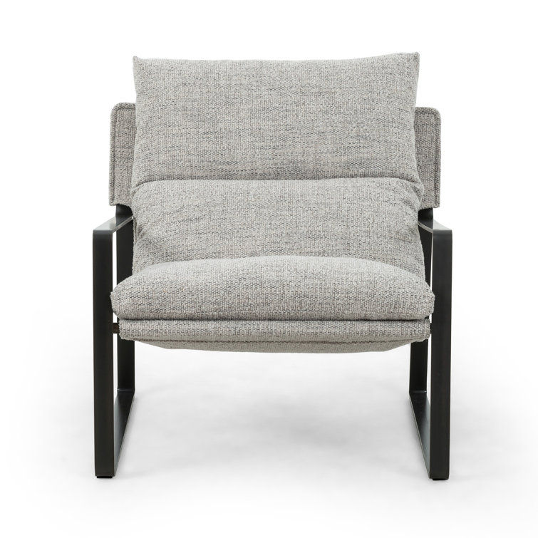 Light Grey Sling Armchair with Gunmetal Frame