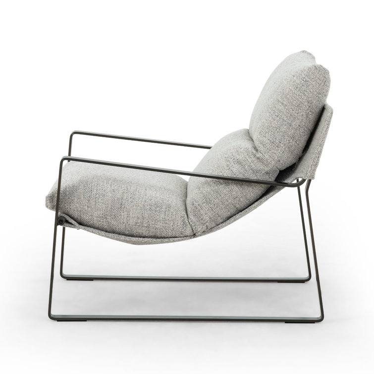 Light Grey Sling Armchair with Gunmetal Frame