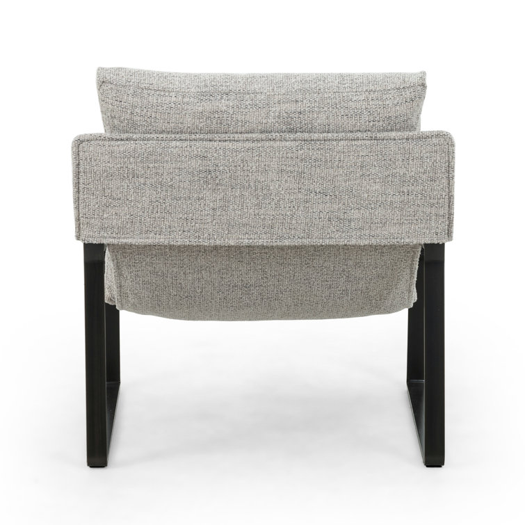 Light Grey Sling Armchair with Gunmetal Frame