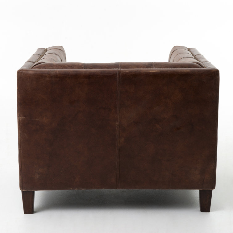 Abbott Cigar Leather and Wood Accent Chair