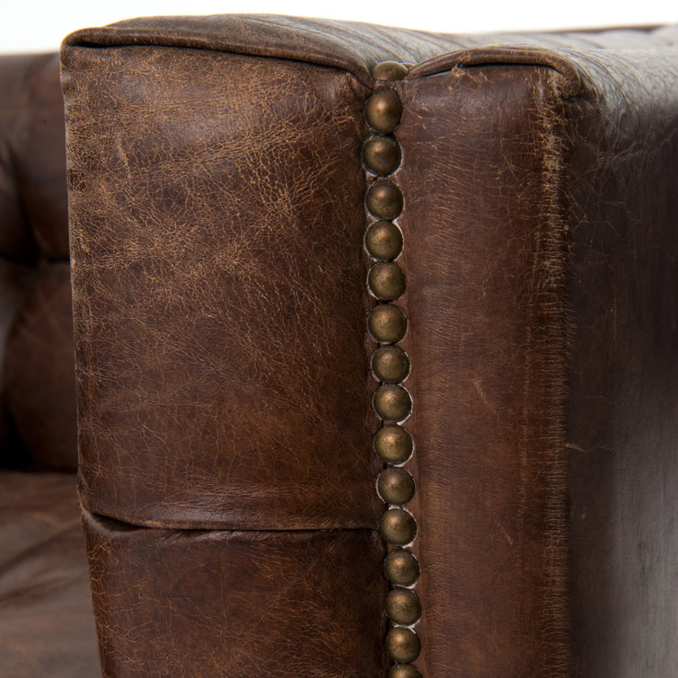 Abbott Cigar Leather and Wood Accent Chair