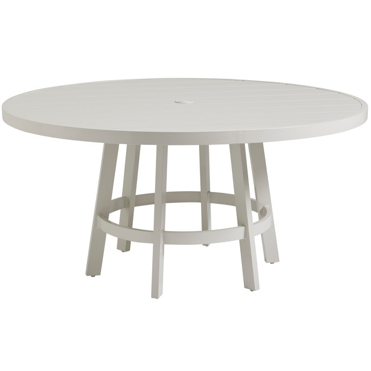 Seabrook 60" White Aluminum and Wicker Round Dining Table
