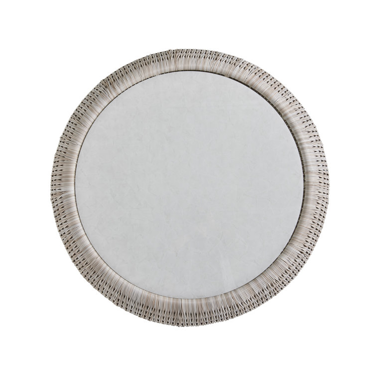 Cream Woven Round Glass Top Cocktail Table