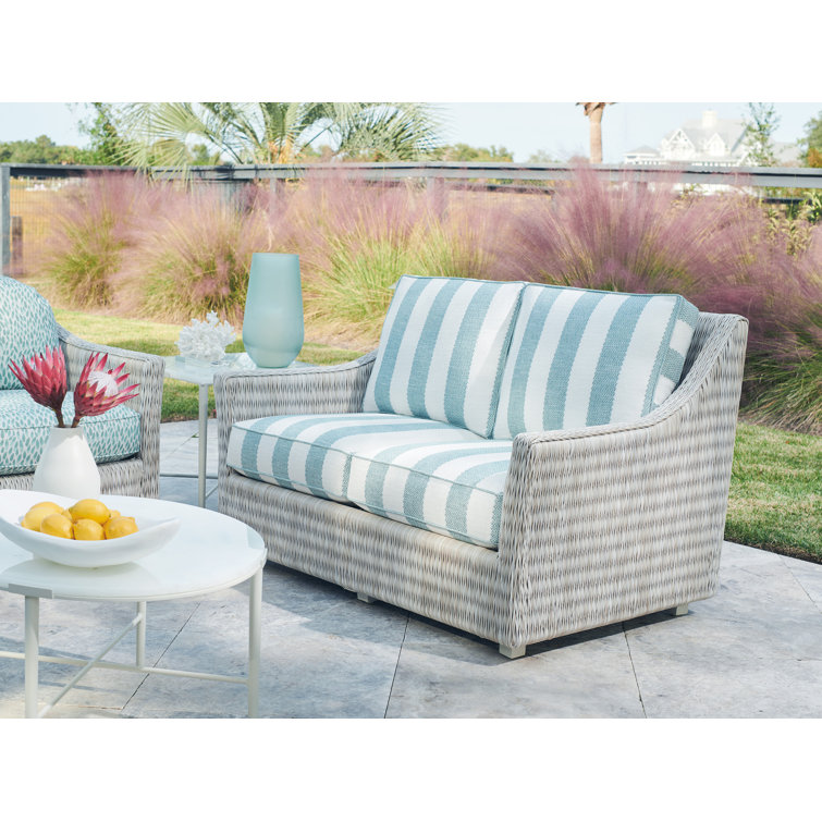 Seabrook Round White Aluminum & Wicker Outdoor Coffee Table