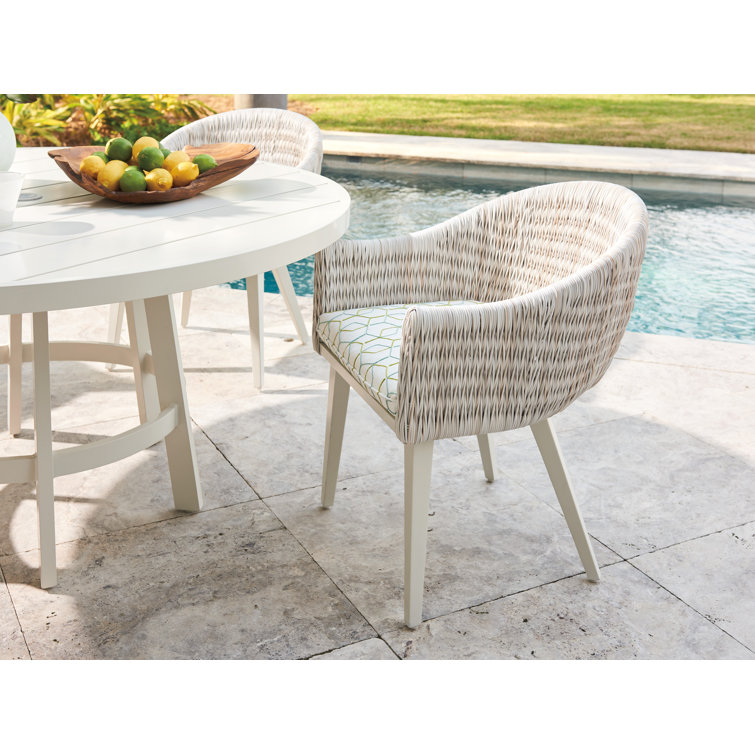 Seabrook 60" White Aluminum and Wicker Round Dining Table