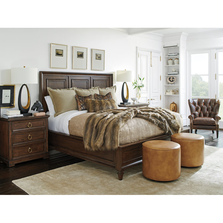Transitional Walnut Creek Wood California King Panel Bed