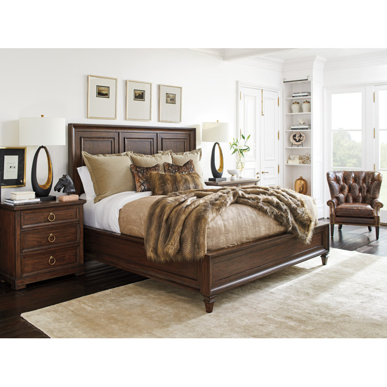 Transitional Walnut Creek Wood California King Panel Bed