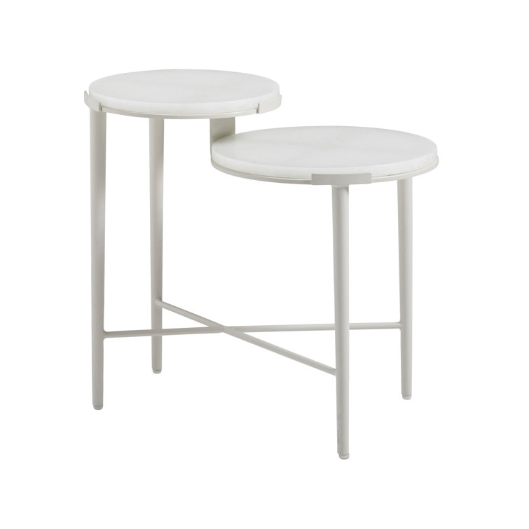 Contemporary Seabrook White Tiered Round End Table