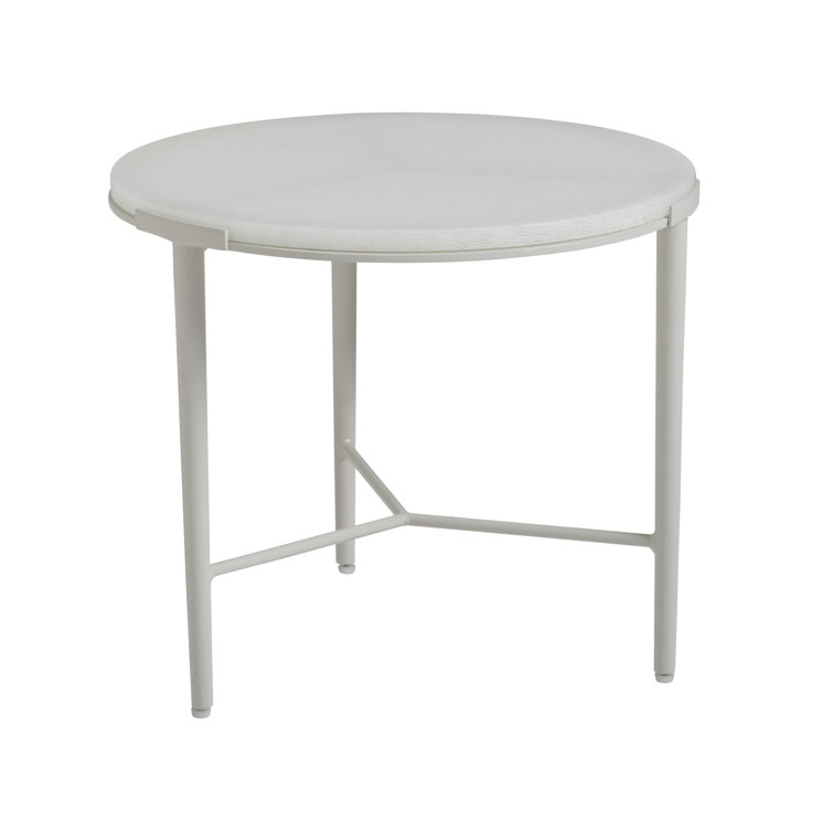 Seabrook Round White Aluminum & Wicker Outdoor Coffee Table