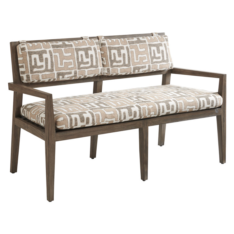 La Jolla Casual Contemporary Teak Outdoor Bench with Faux Slate Accents