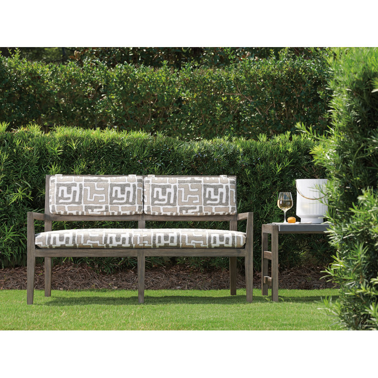 La Jolla Casual Contemporary Teak Outdoor Bench with Faux Slate Accents