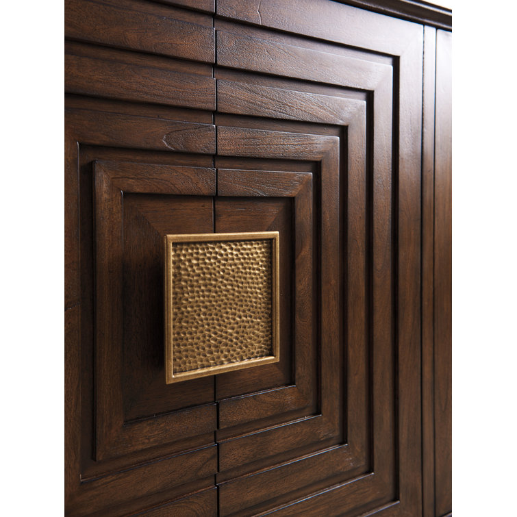 69" Walnut and Travertine Transitional Buffet with Felt-Lined Drawers