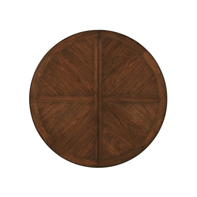 58" Brown Walnut Extendable Round Dining Table