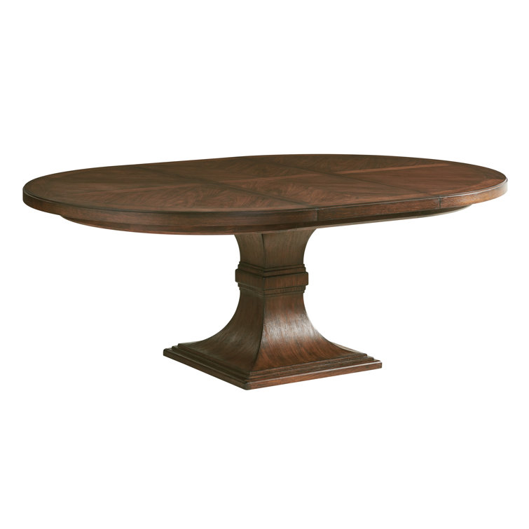 58" Brown Walnut Extendable Round Dining Table