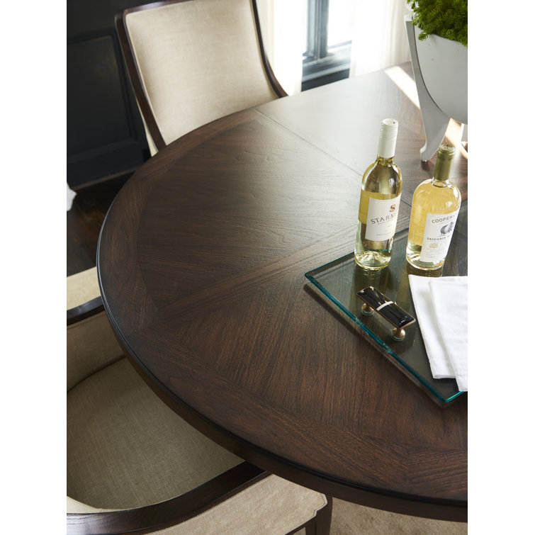 58" Brown Walnut Extendable Round Dining Table