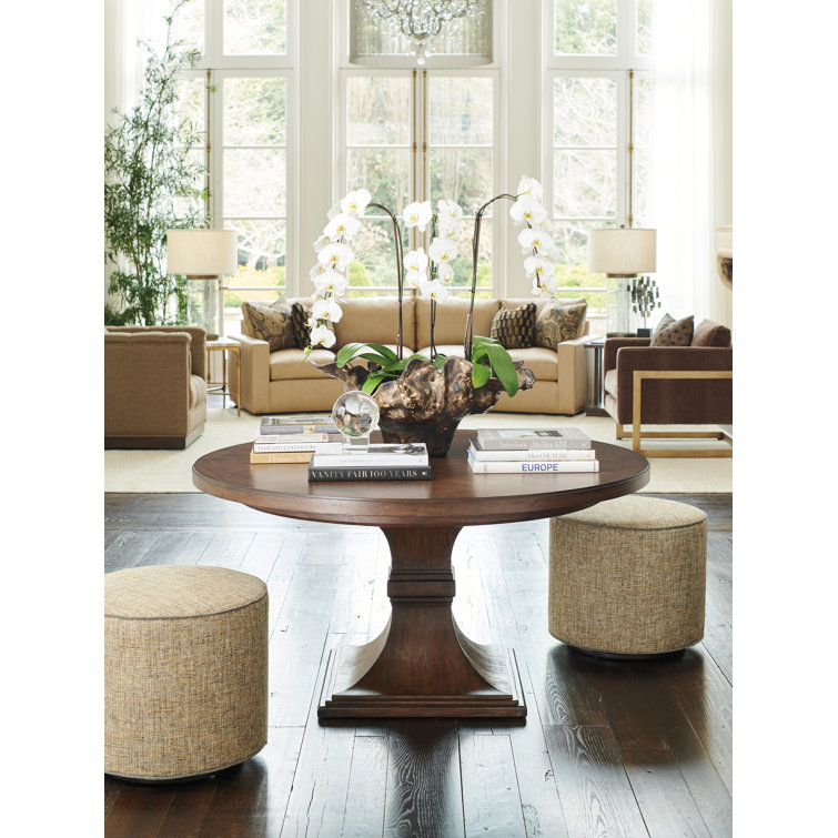58" Brown Walnut Extendable Round Dining Table