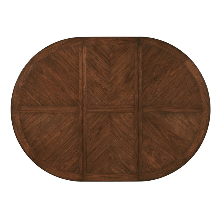 58" Brown Walnut Extendable Round Dining Table