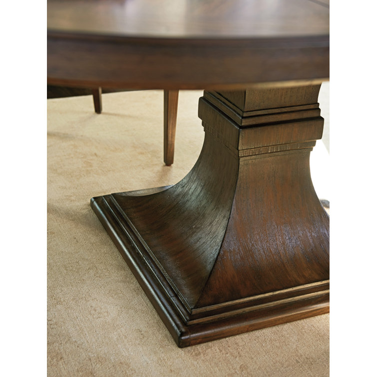58" Brown Walnut Extendable Round Dining Table