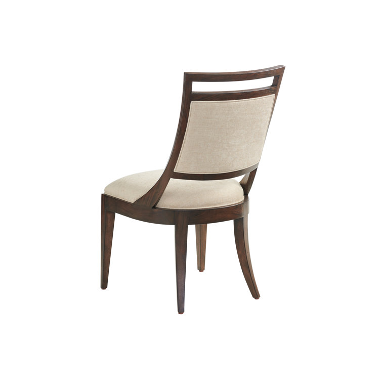 Transitional Saber-Legged Light Brown Upholstered Side Chair