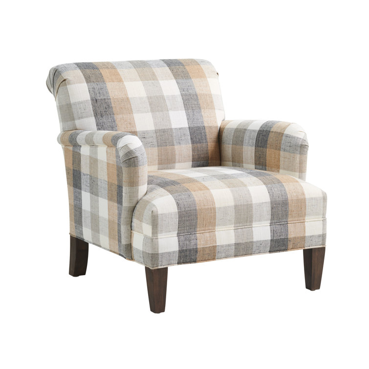 Walnut Gray Leather Accent Chair with Modern Elegance