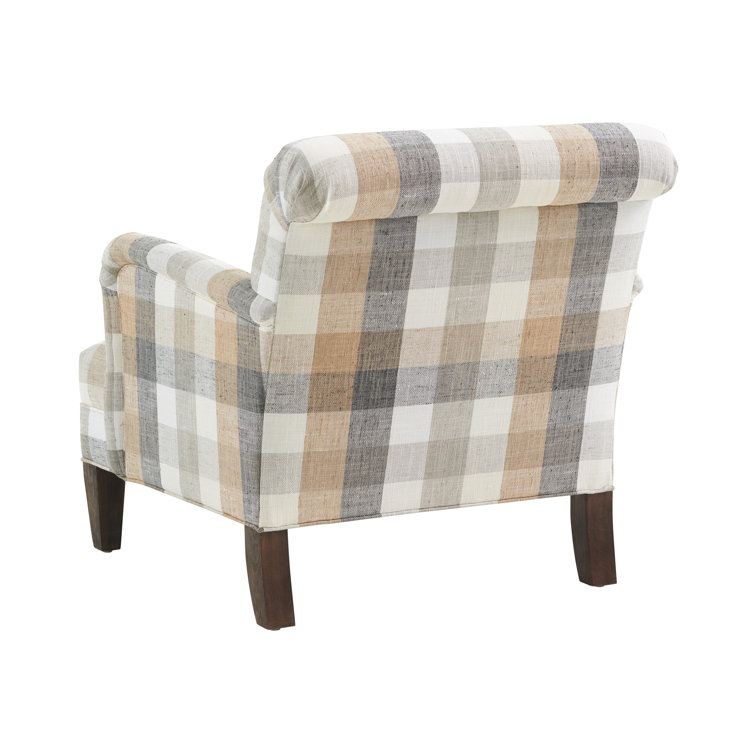 Walnut Gray Leather Accent Chair with Modern Elegance