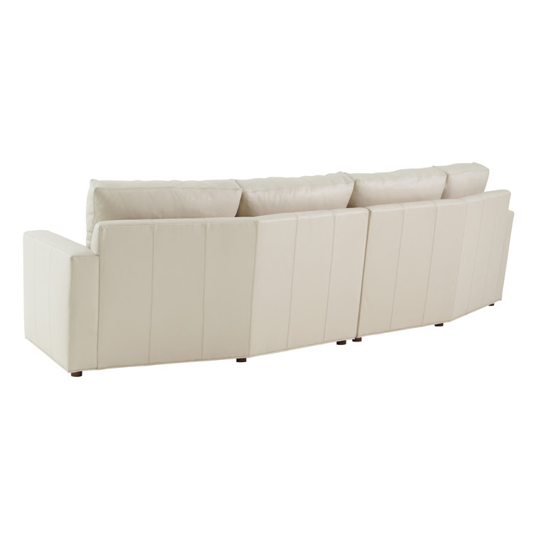 Silverado Ashbury Cream Leather Sectional with Walnut Finish