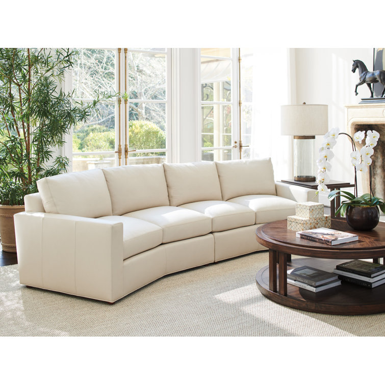 Silverado Ashbury Cream Leather Sectional with Walnut Finish