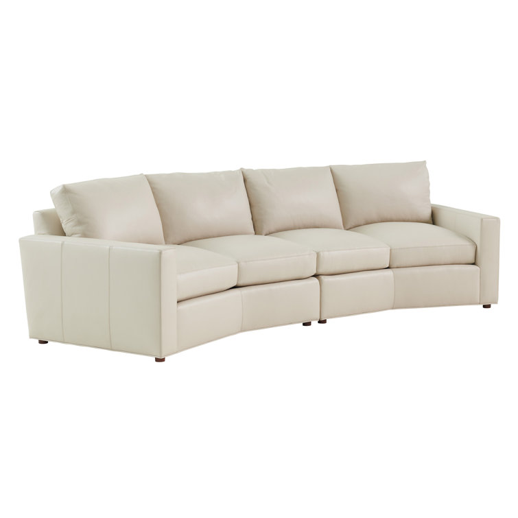 Silverado Ashbury Cream Leather Sectional with Walnut Finish