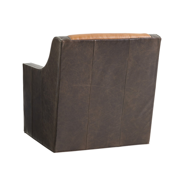 Walnut Finish Hayward Luxe Leather Swivel Accent Chair