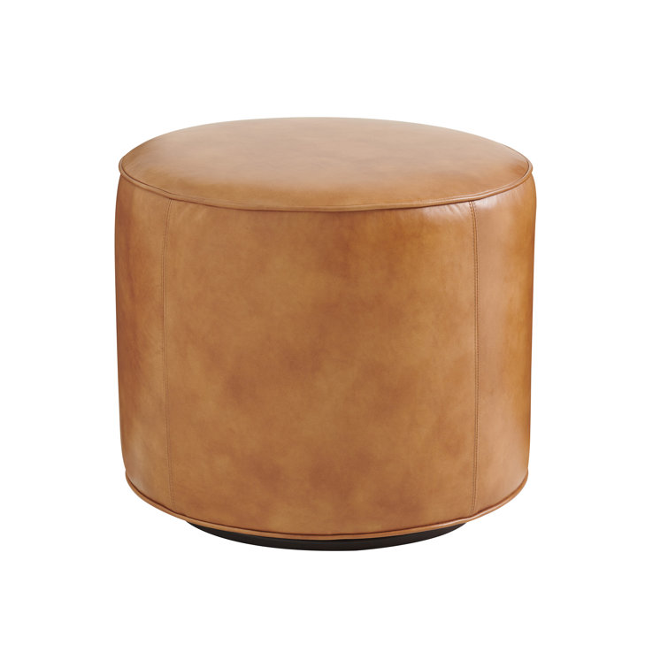 Lexington Silverado Waverly Walnut Genuine Leather Swivel Ottoman