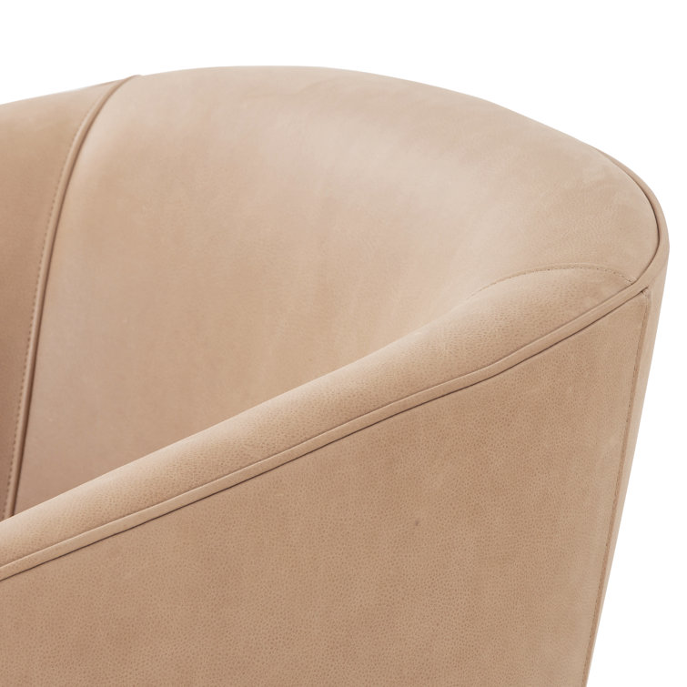 Palermo Nude Handcrafted Leather & Wood Barrel Chair