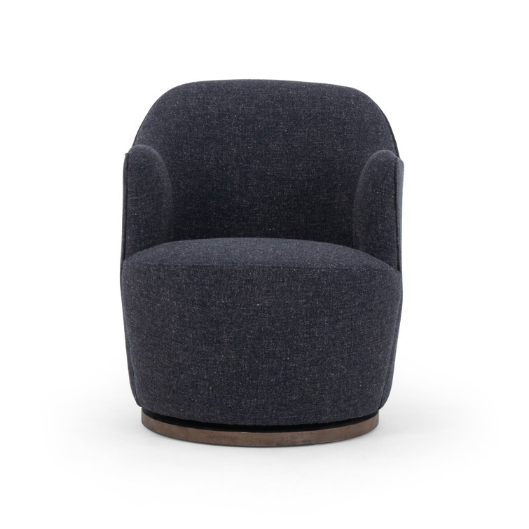 Thames Slate Swivel Armchair with Distressed Wood Base
