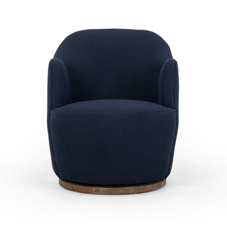 Copenhagen Indigo Leather Swivel Chair with Sustainably Sourced Base