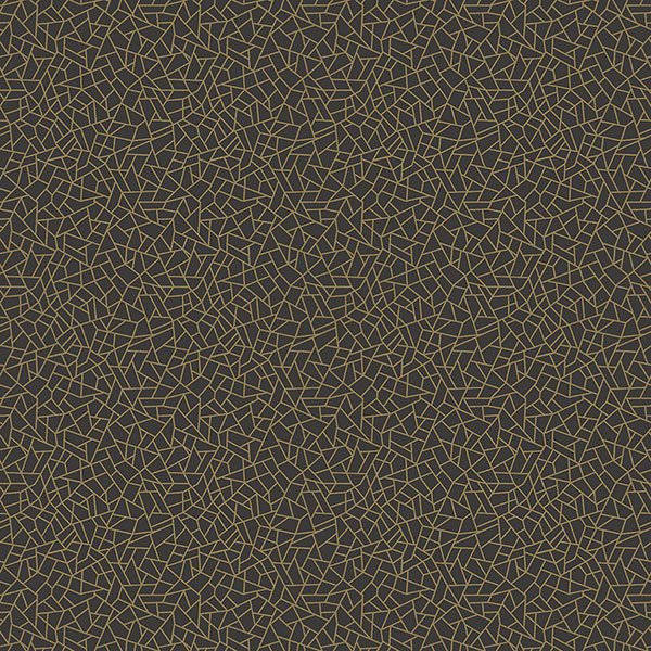 Black and Gold Vinyl Coated Geometric Wallpaper Roll